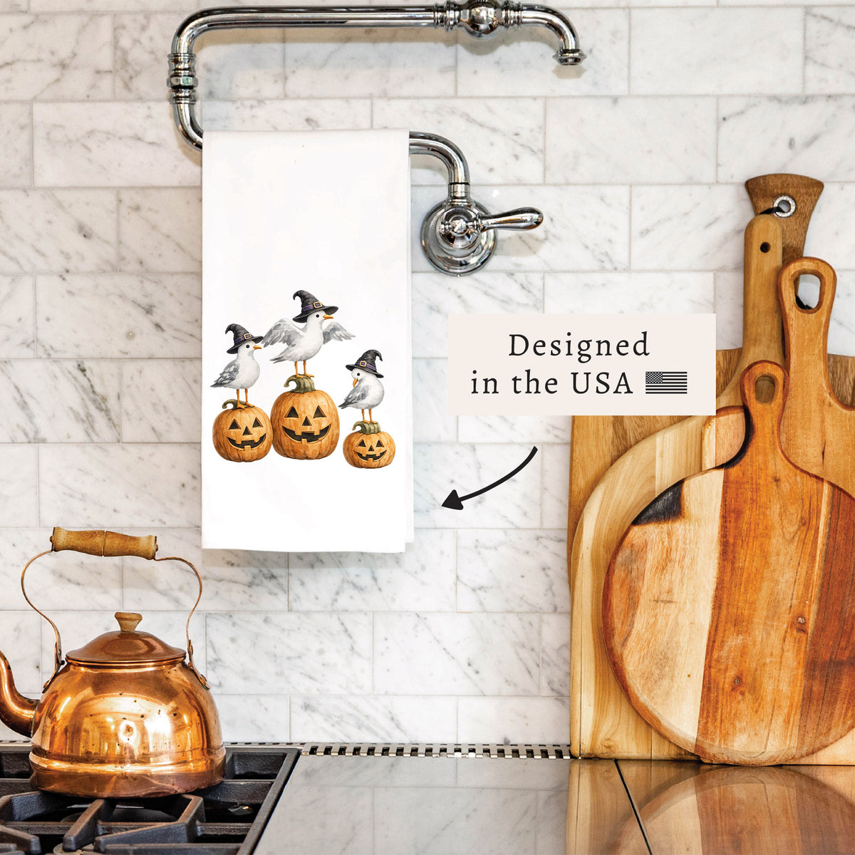 Witch Seagulls Tea Towel