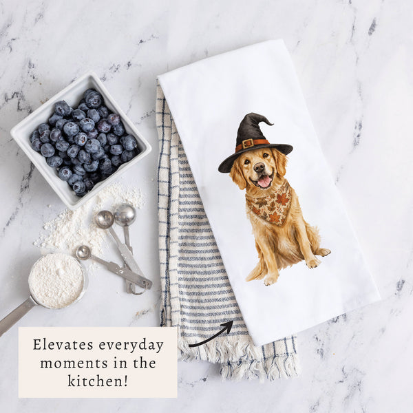Fall Dog Tea Towel