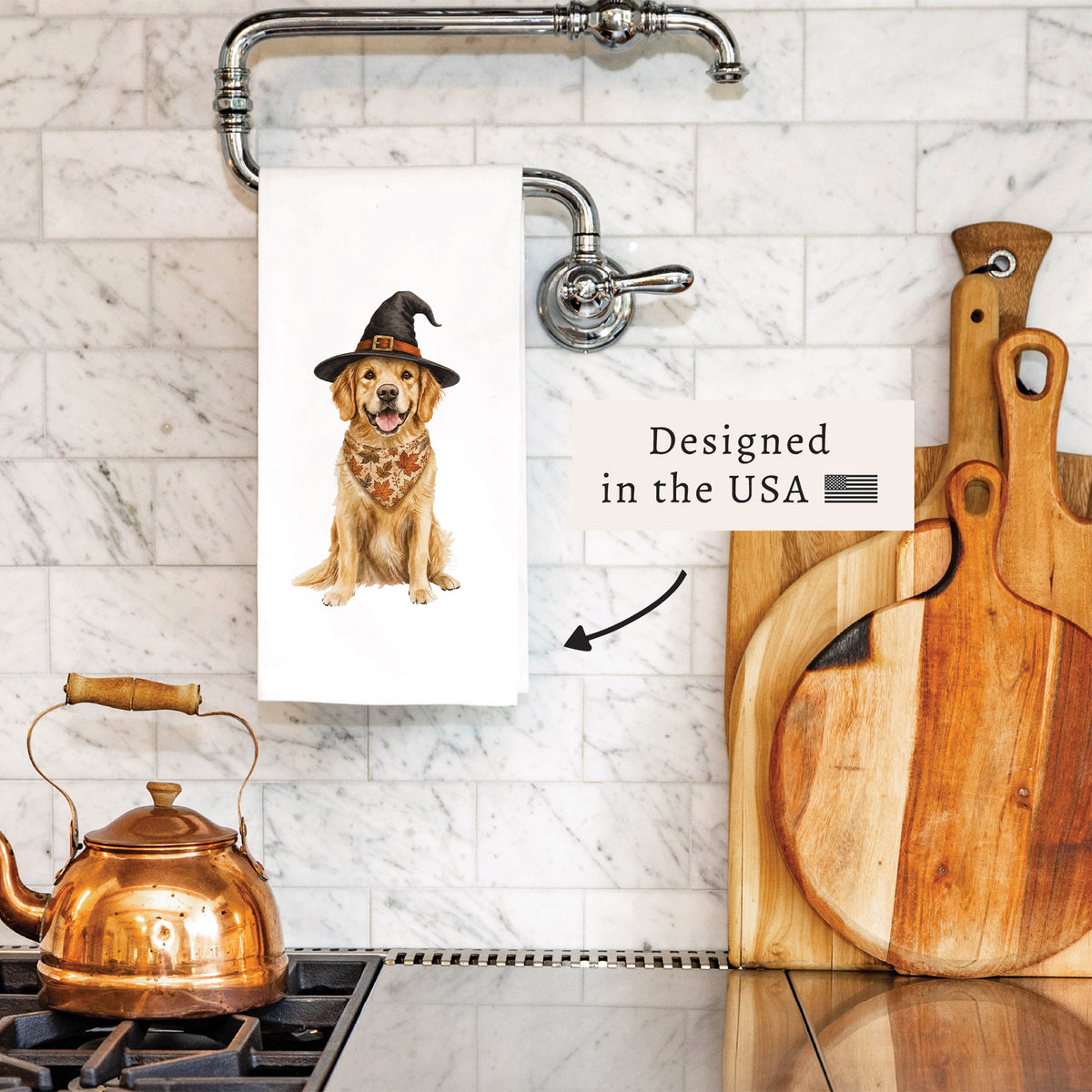 Fall Dog Tea Towel