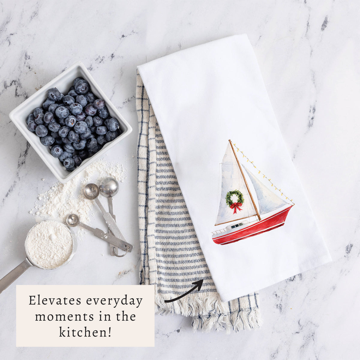 Sailboat Wreath Tea Towel