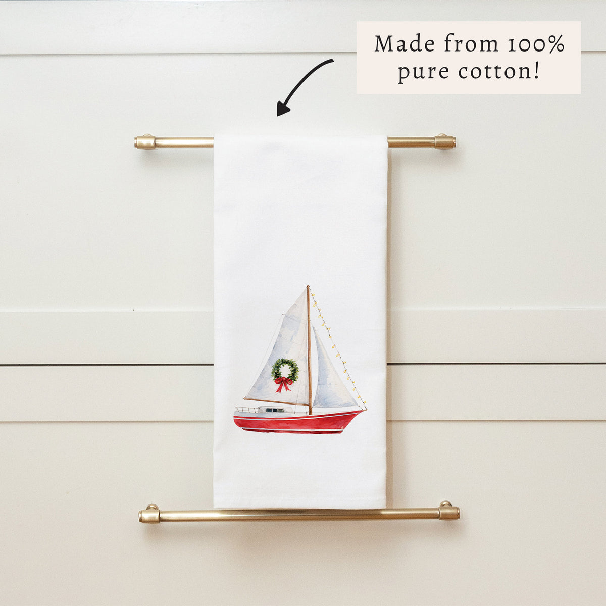 Sailboat Wreath Tea Towel