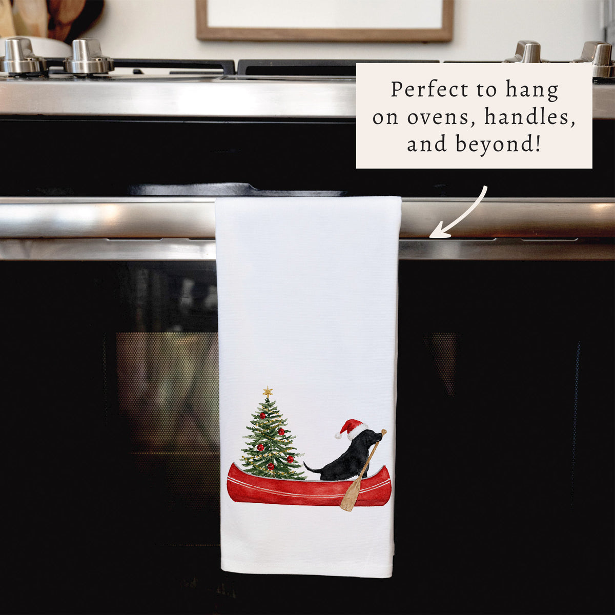 Christmas Dog Canoe Tea Towel