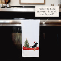 Christmas Dog Canoe Tea Towel
