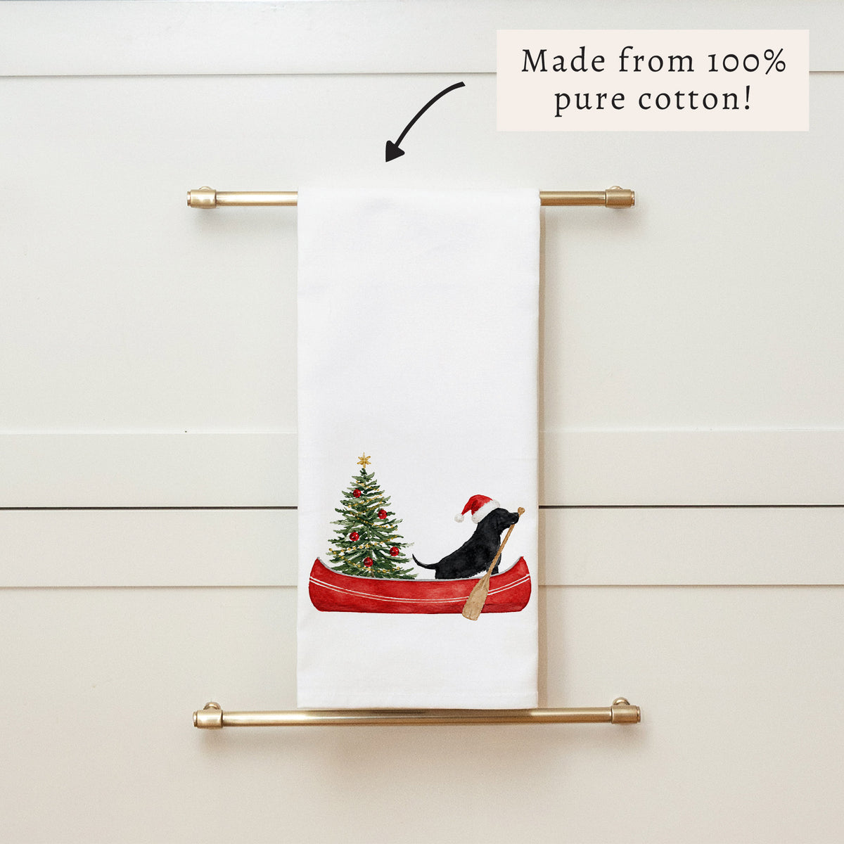 Christmas Dog Canoe Tea Towel