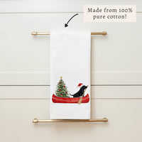 Christmas Dog Canoe Tea Towel