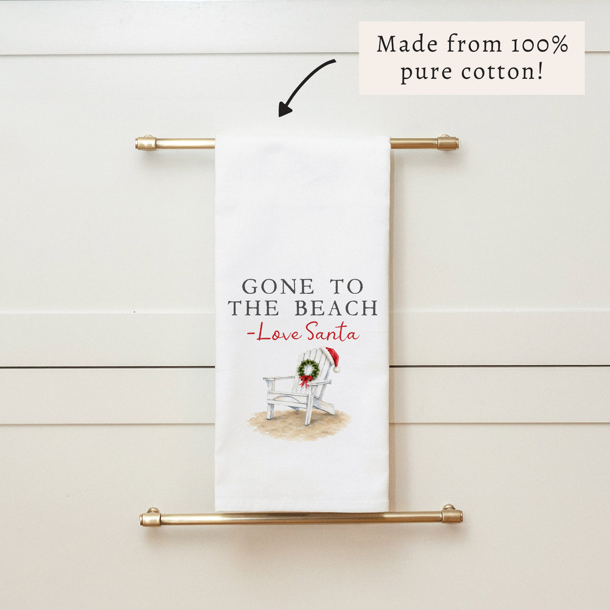 Santa Gone To The Beach Tea Towel
