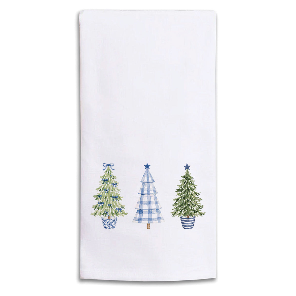 Coastal Cottage Christmas Trees Tea Towel