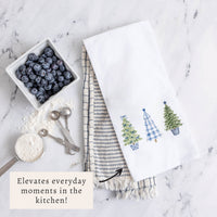 Coastal Cottage Christmas Trees Tea Towel