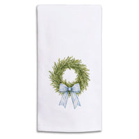 Wreath Blue Ribbon Tea Towel