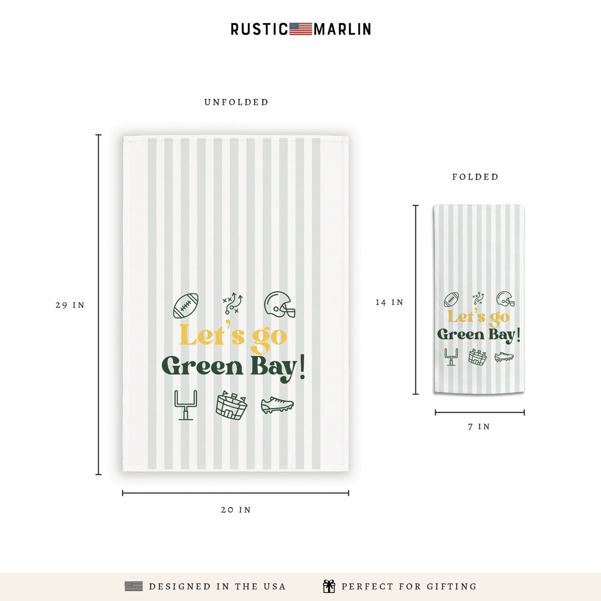 Let’s Go Green Bay Icons Tea Towel