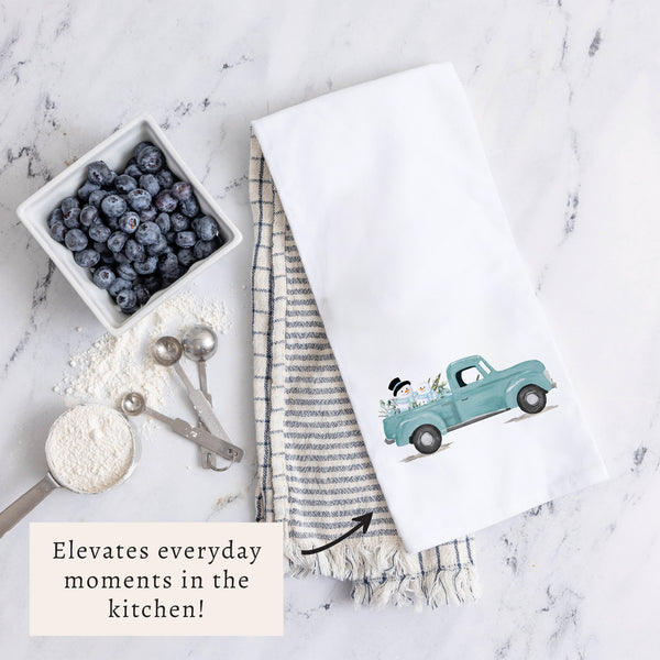 Snowmen Truck Tea Towel
