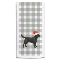 Black Lab Santa Hat Tea Towel