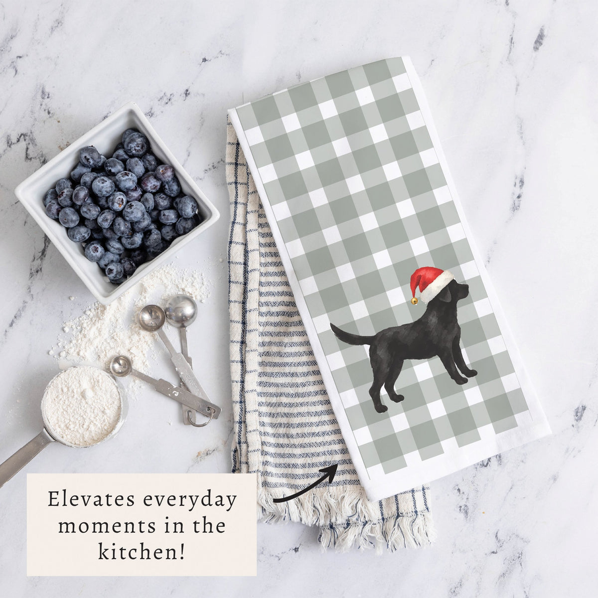 Black Lab Santa Hat Tea Towel