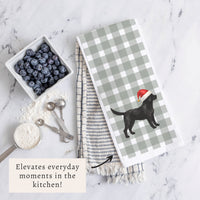 Black Lab Santa Hat Tea Towel