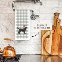 Black Lab Santa Hat Tea Towel