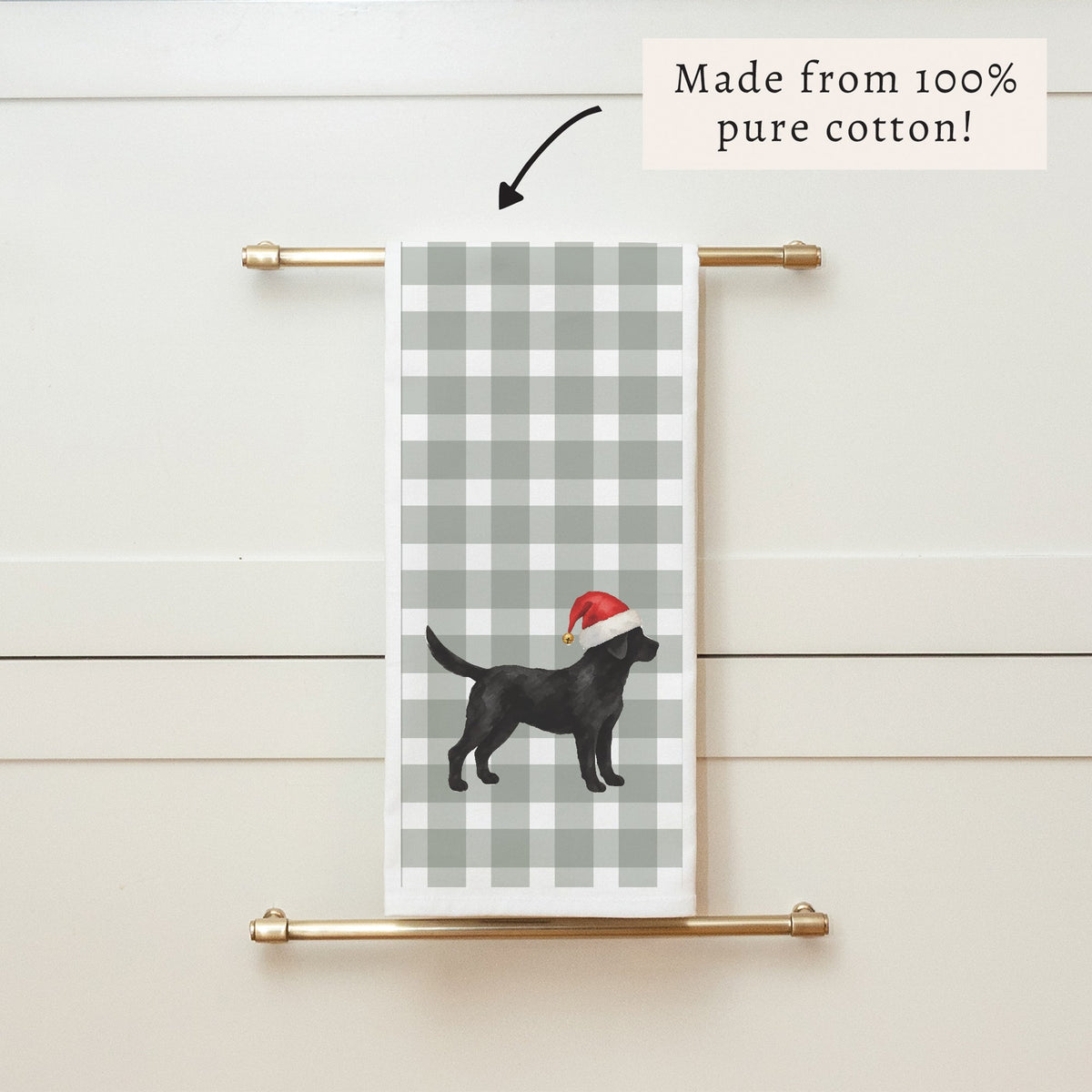 Black Lab Santa Hat Tea Towel