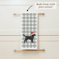 Black Lab Santa Hat Tea Towel