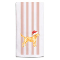 Yellow Lab Santa Hat Tea Towel
