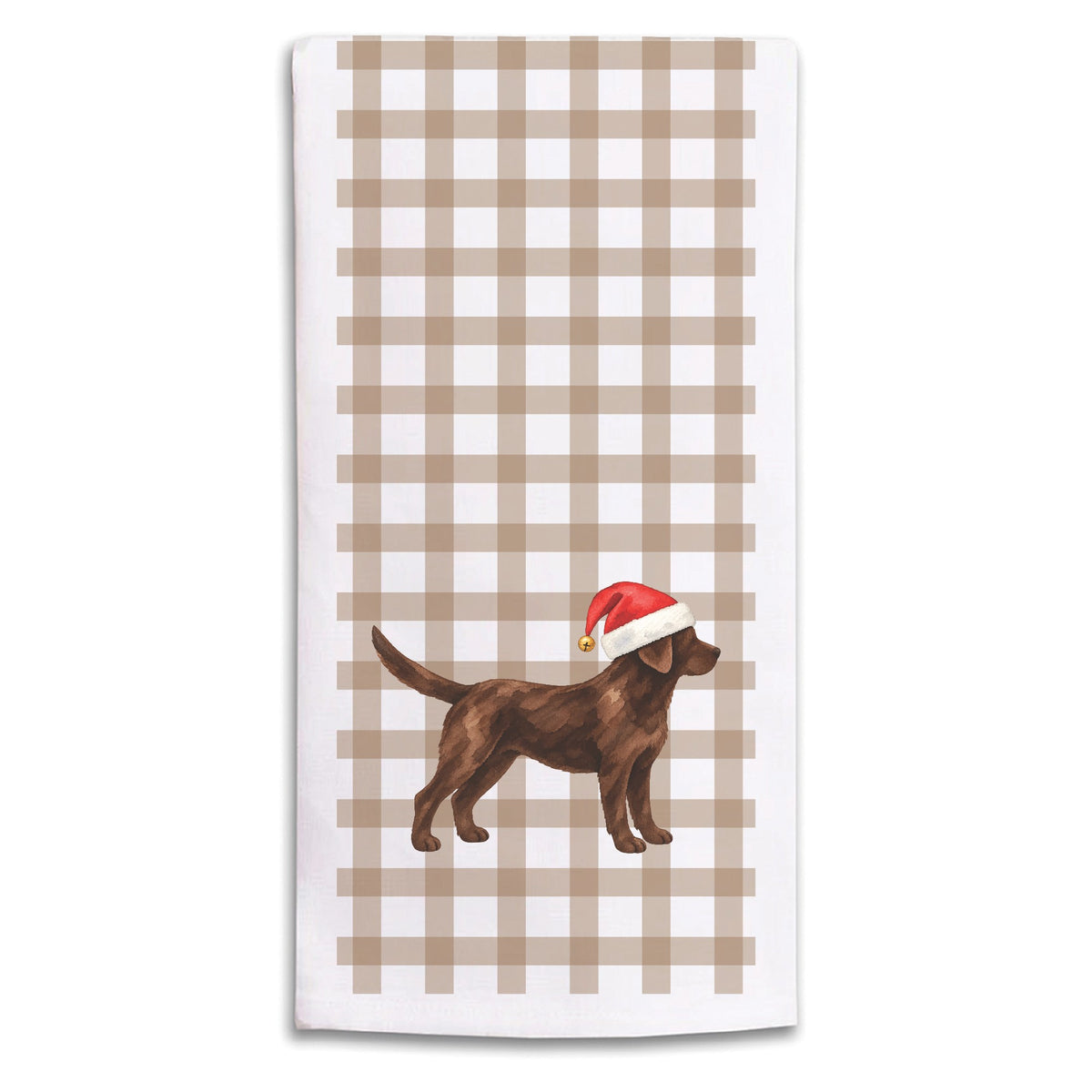 Chocolate Lab Santa Hat Tea Towel