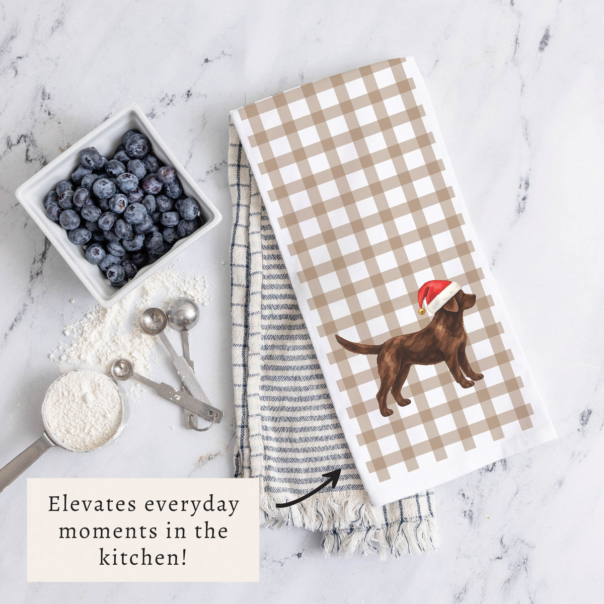 Chocolate Lab Santa Hat Tea Towel