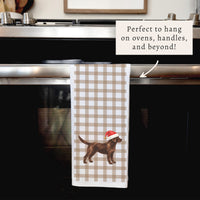 Chocolate Lab Santa Hat Tea Towel