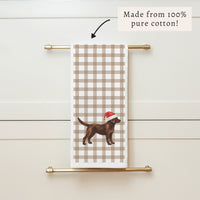 Chocolate Lab Santa Hat Tea Towel