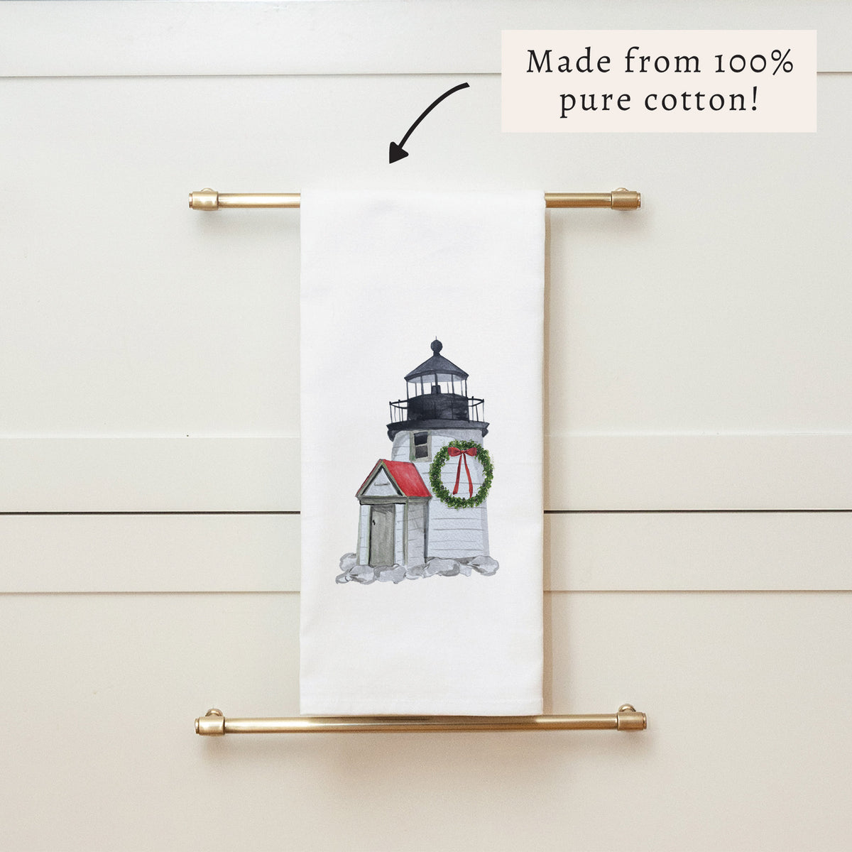 Nantucket Lighthouse Holiday Tea Towel