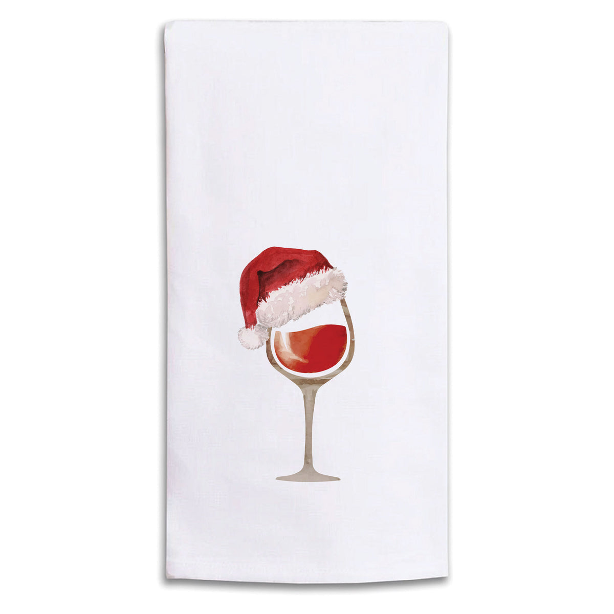 Santa Hat Wine Glass Tea Towel