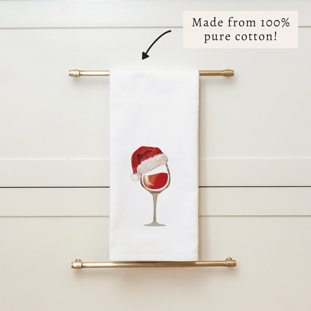 Santa Hat Wine Glass Tea Towel