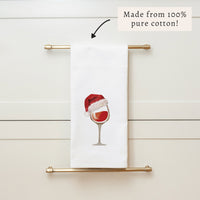 Santa Hat Wine Glass Tea Towel