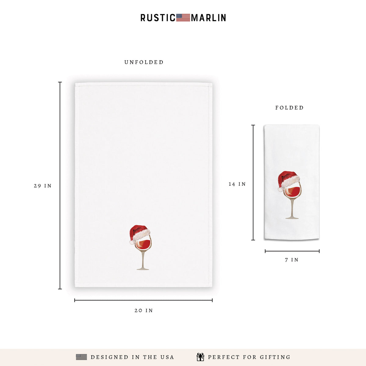 Santa Hat Wine Glass Tea Towel