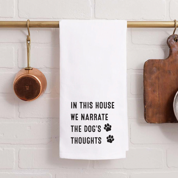 Dogs Thoughts Tea Towel