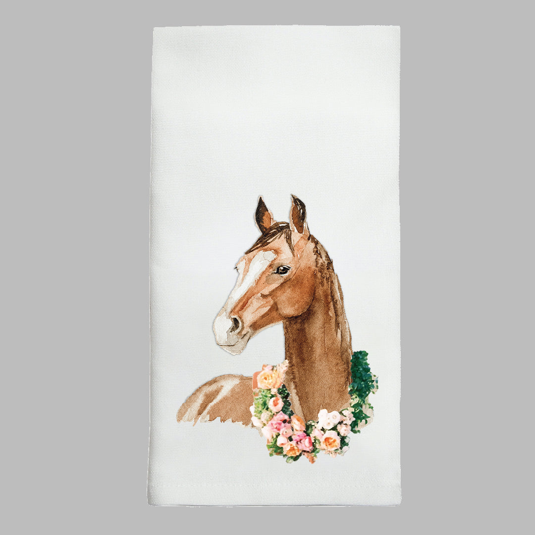 Floral Horse Personalized Tea Towel