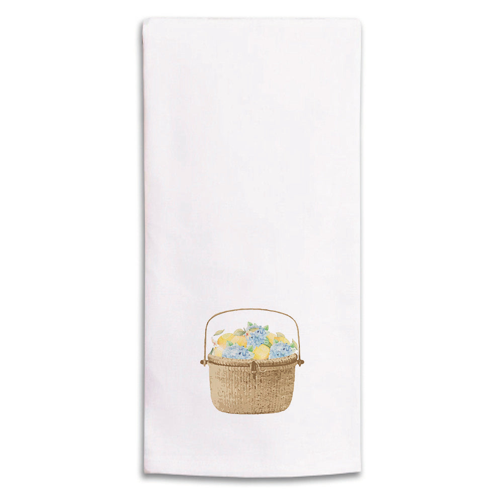 Hydrangea Lemon Basket Tea Towel