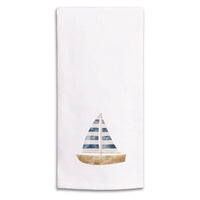 Watercolor Sailboat Rustic Marlin Tea Towel