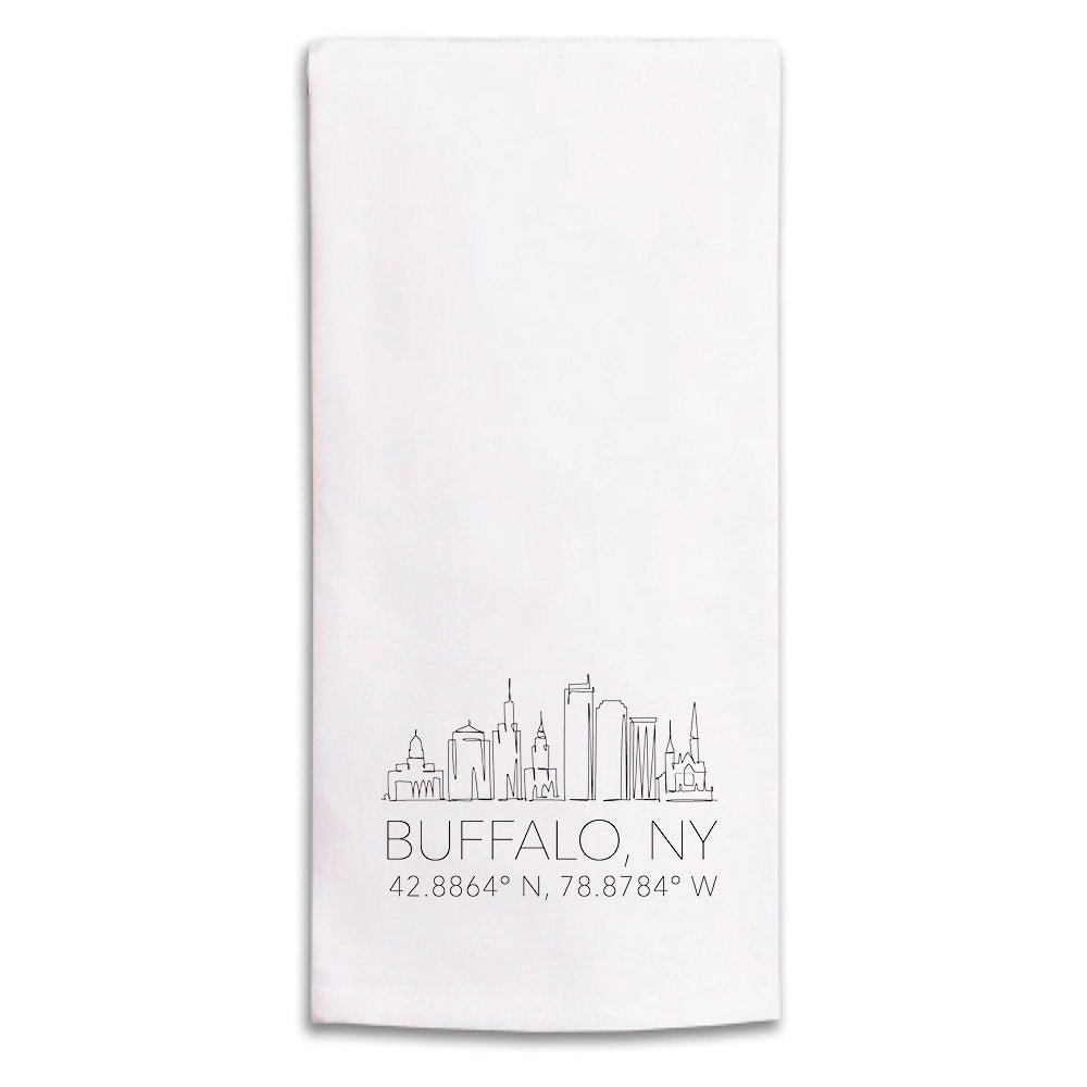 Buffalo Skyline Line Art Tea Towel