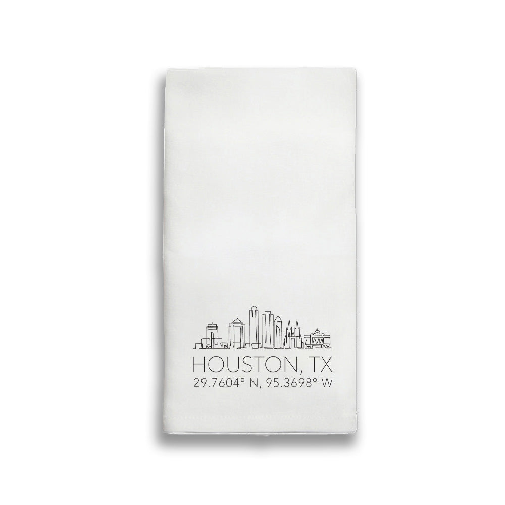 Houston Skyline Line Art Tea Towel
