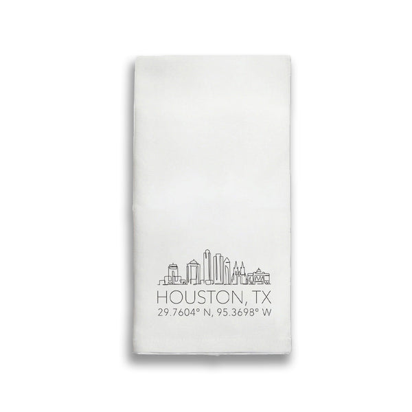 Houston Skyline Line Art Tea Towel