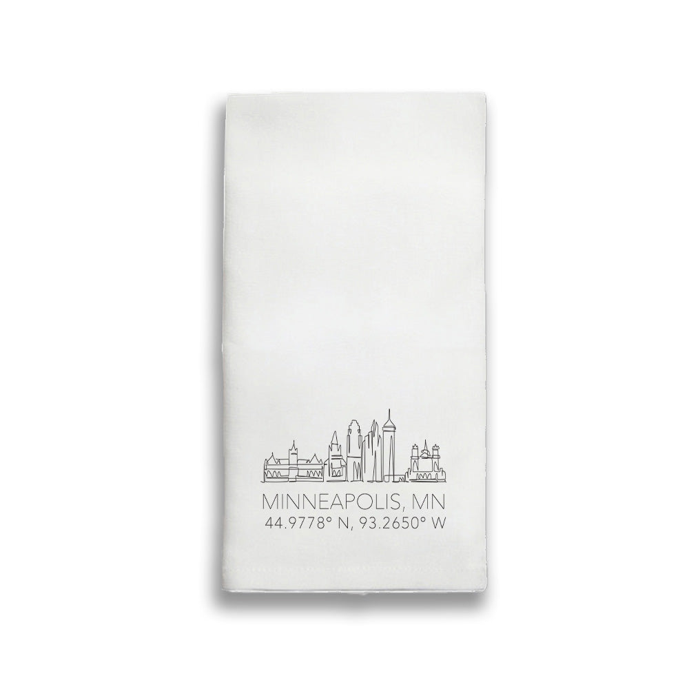 Minneapolis Skyline Line Art Tea Towel