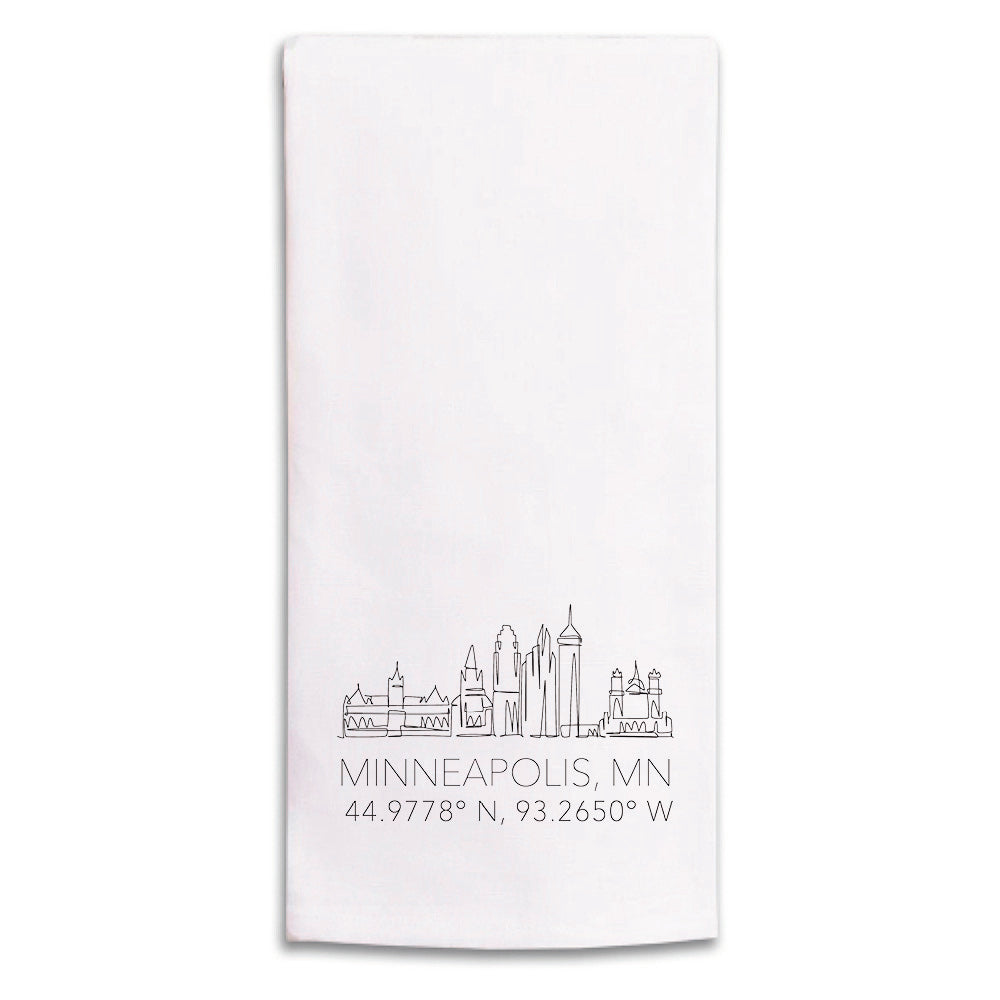 Minneapolis Skyline Line Art Tea Towel