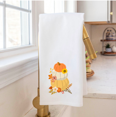 Stacked Muted Pastel Pumpkins Tea Towel