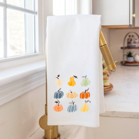 Muted Pastel Pumpkins Tea Towel