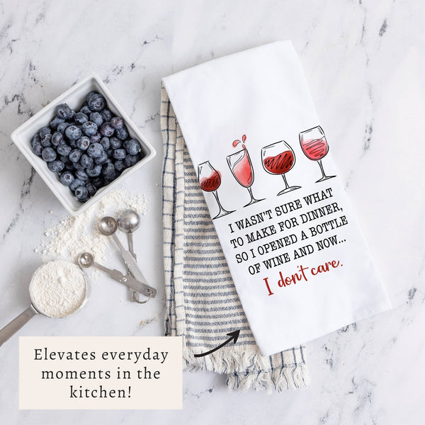 I Wasn't Sure What to Make for Dinner Wine Tea Towel