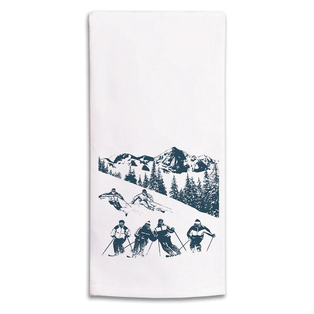 Retro Ski Run Tea Towel