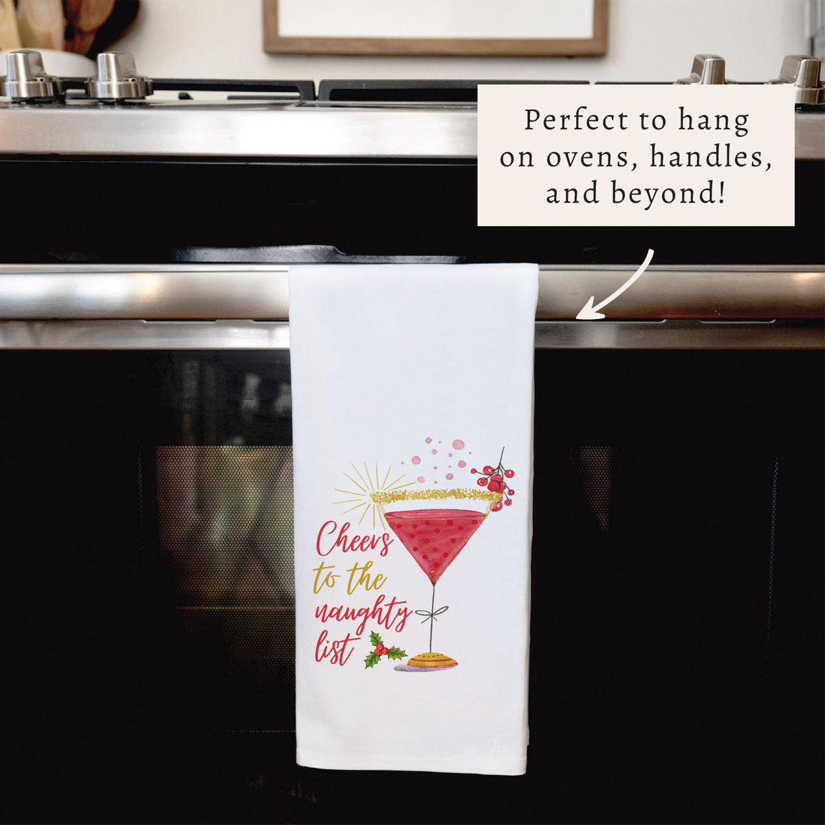 Cheers to the Naughty List Tea Towel