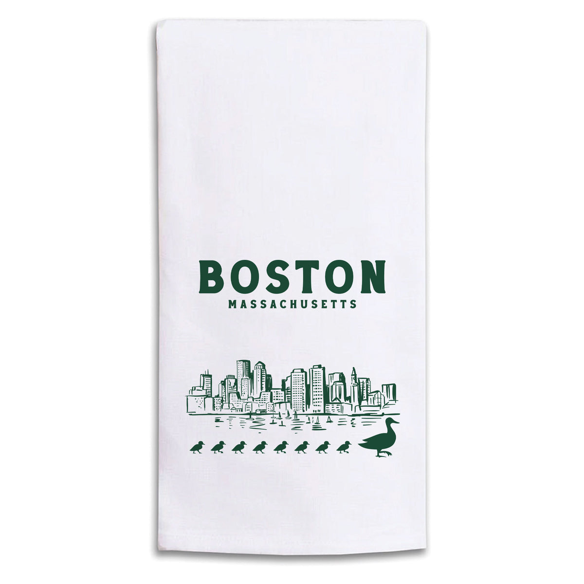 Boston Skyline Ducklings Tea Towel