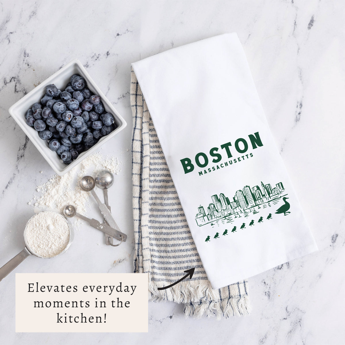 Boston Skyline Ducklings Tea Towel