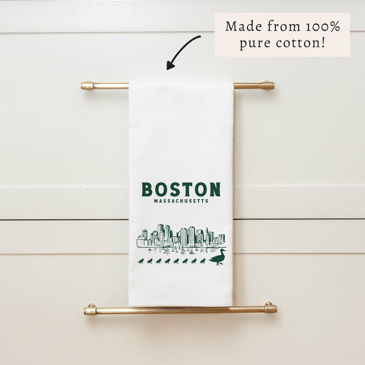 Boston Skyline Ducklings Tea Towel