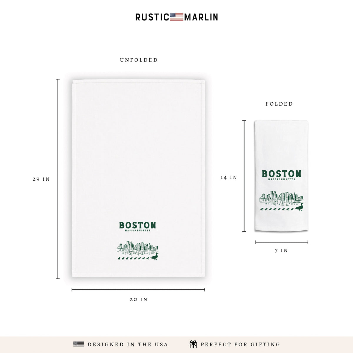 Boston Skyline Ducklings Tea Towel