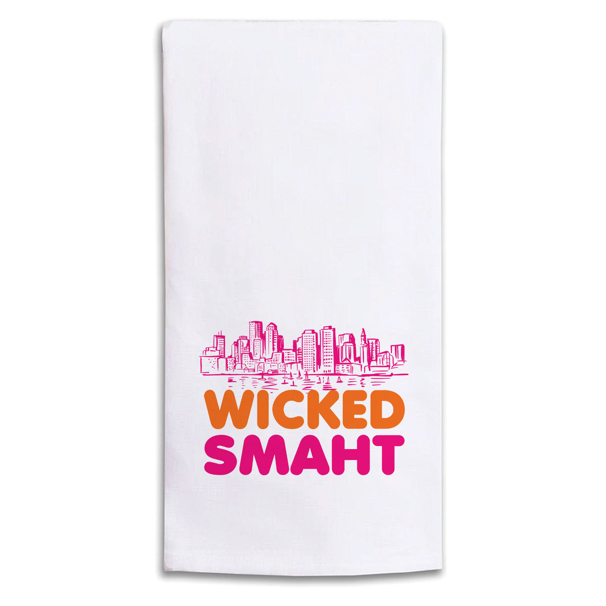 Boston Wicked Smaht Orange And Pink Tea Towel